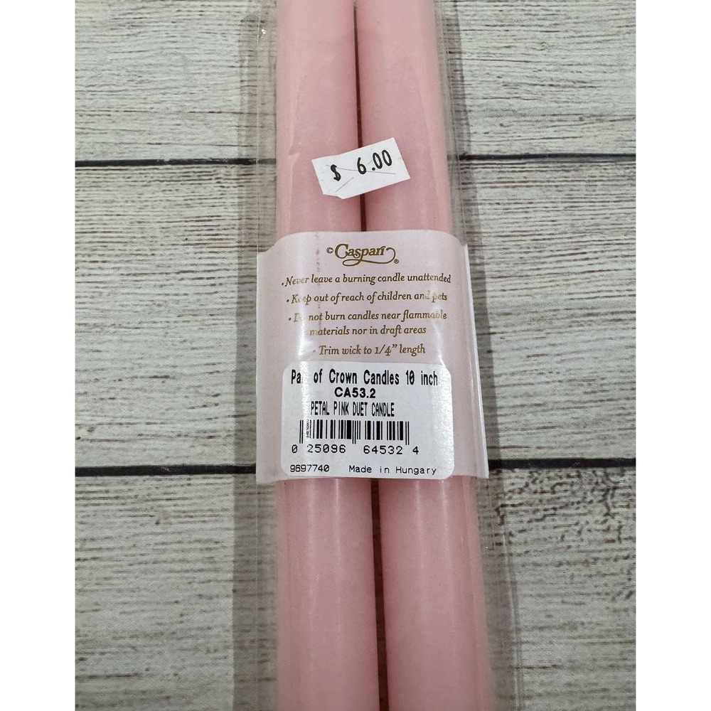 Caspari Crown 10" Candles 2 Petal Pink Duet CA53.2 NEW in Pkg GTub11 - Picture 3 of 3
